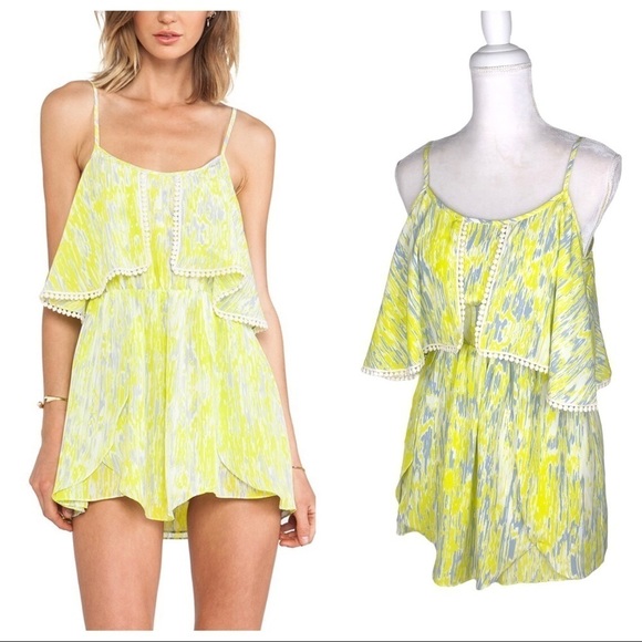 Lovers + Friends Dresses & Skirts - Lovers Friends Aries yellow white gray minidress sundress straps open back small